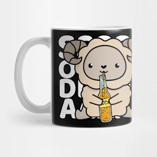 Kawaii Sheep Loves Soda - White Mug